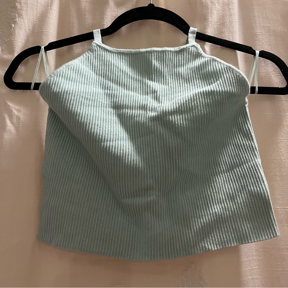 LA Hearts PacSun Mint Cropped Sweater Knit Halter Cami with Criss-Cross Back NWT - Picture 5 of 11